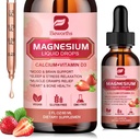 Magnesium נוזל טיפות, Magnesium Glycinate תוסף עם Magnesium Turate, Citrate, Calcium, Potassium, ויטמין, Zinc - תמיכה מרגיעה, אנרגיה ו- Bowel Health