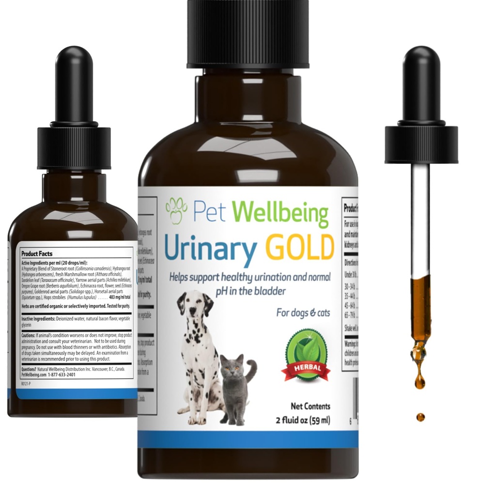 Pet WellBeing Urinary Gold for Cats - Vet-Formulated Multi-Herb Urinary Tract Support - Feline Bladder Health & Urinary System