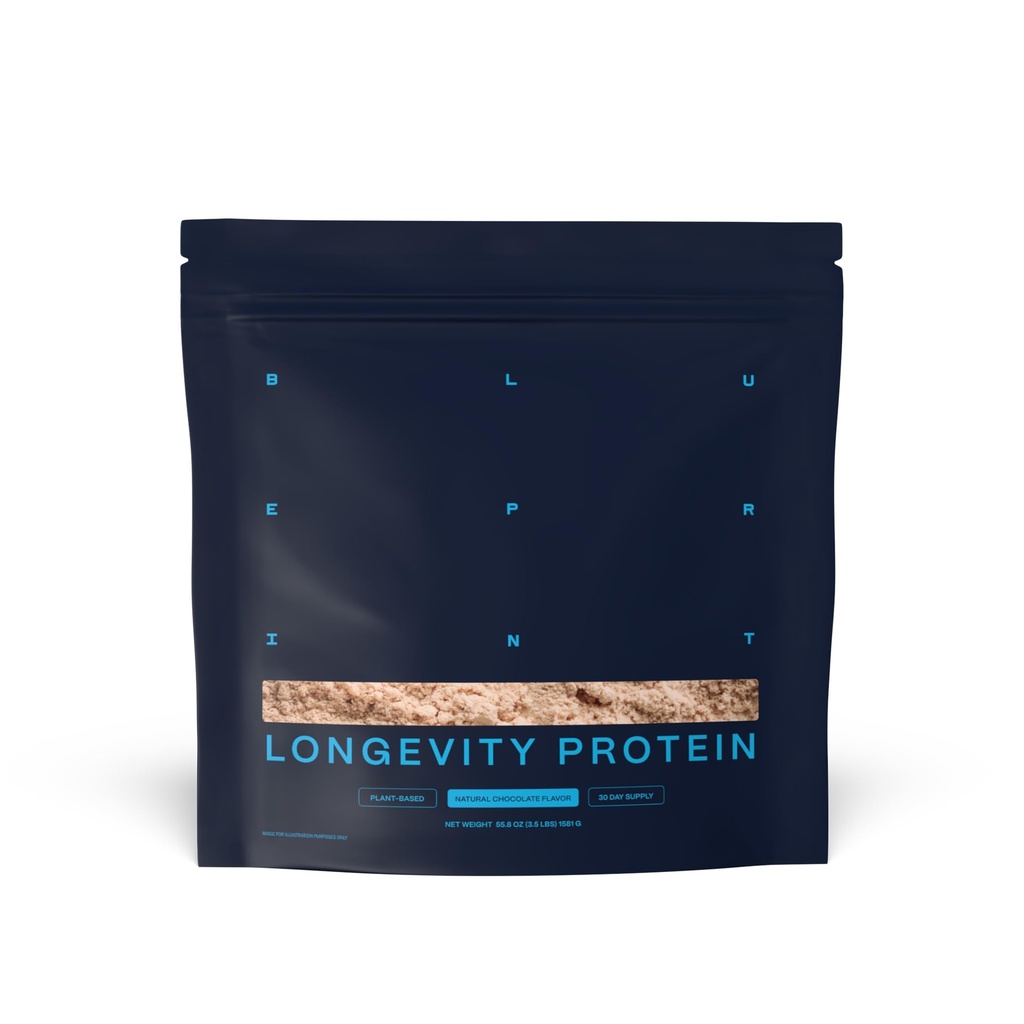 Blueprint Bryan Johnson Chocolate Protein Powder – Vegan Plant-Based Supplement with Cocoa Powder – Clean Ingredients – 26g Protein per Serving – Non-GMO – 30 Servings