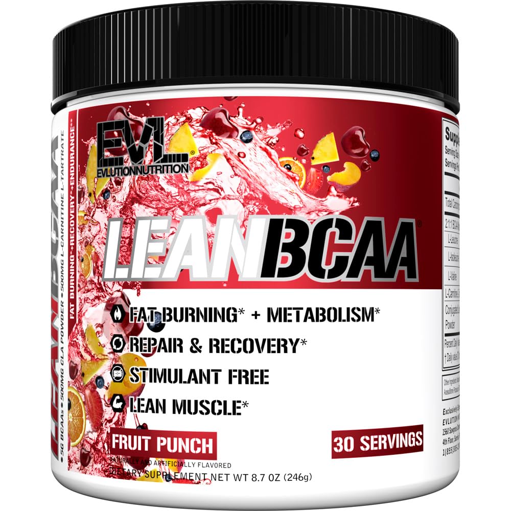 אבקת Lean BCAA חינם Lean BCAA - תזונה תזונתית BCAAs Amino Acids אבקת עם CLA Carnitine ו 2:1 שרשרת Amino Acids תמיכה שריר התאוששות שומן Burn ו Metabolism - פירות Punch פירות