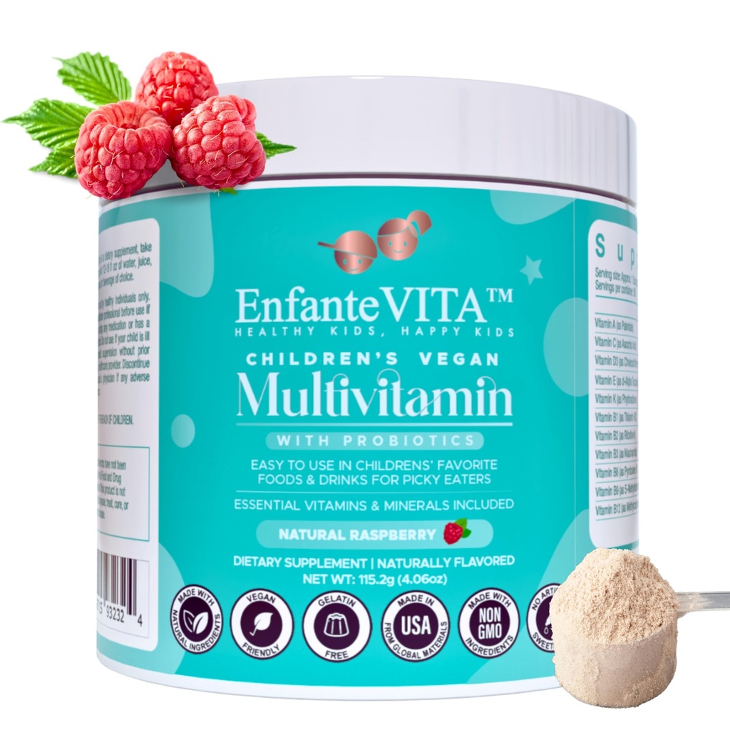 כל אחד מהילדים ויטמין, 90 יום אספקה, אבקת Multivitamin עם Probiotics, Immune Support, Gut Health, טבעוני D3, Sugar Free, Non GMO, Natural Flavor, Doctor Formulated, Daily Nutrition