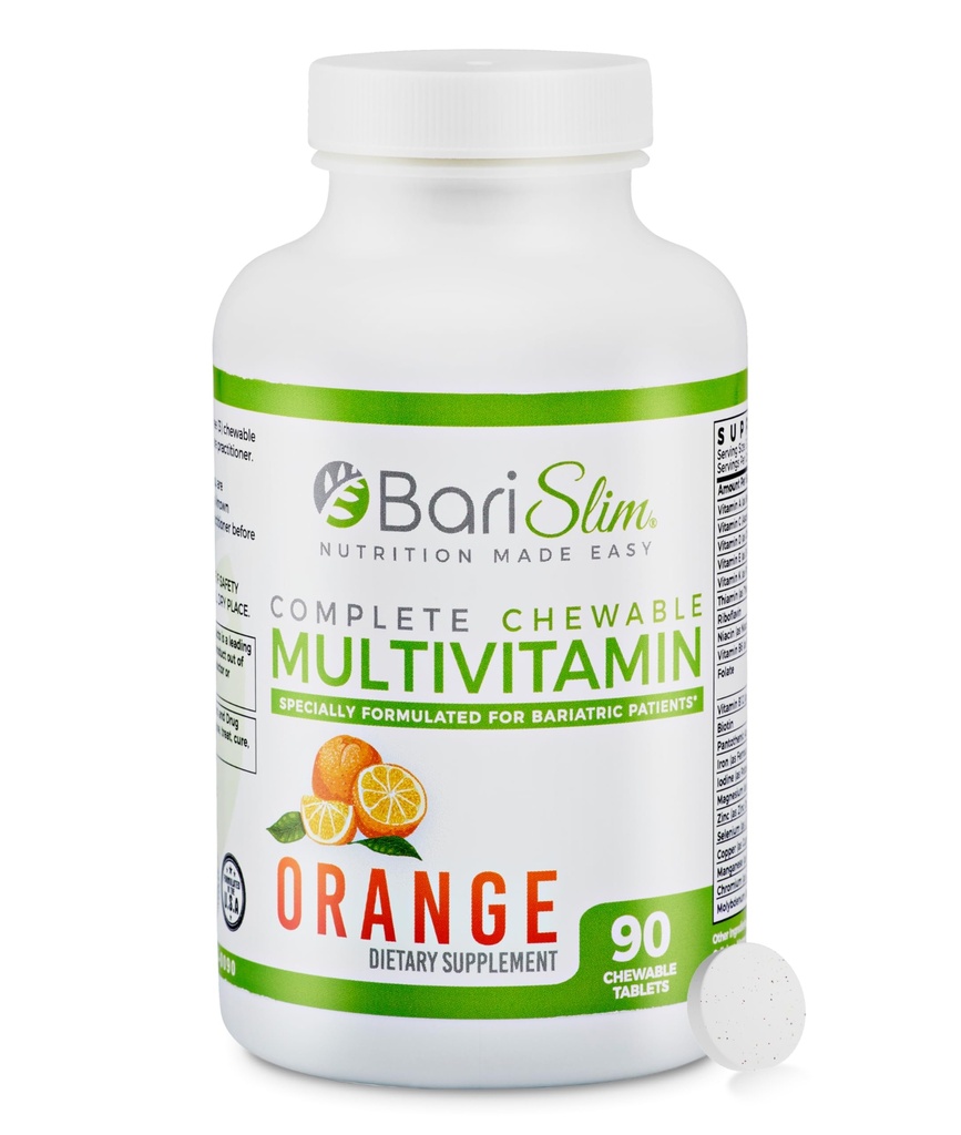 BariSlim Complete Chewable Barvitamin טבליות - 45 מ"ג ברזל Bariatric ויטמין & תוסף עבור ניתוח דואר גריאטרי כולל עקף Gastric וקובץ - טעים & Convenient