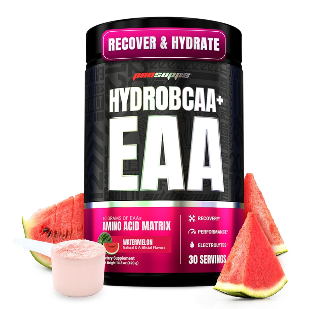 ProSupps HydroBCAA Essential Amino Acids אבקת, Watermelon - Workout תוסף עם BCAA, EAAs & Electrolytes עבור הידרה & Recovery - Stimulant-Free, Soy & Gluten-Free - 30 משרתי BCAA