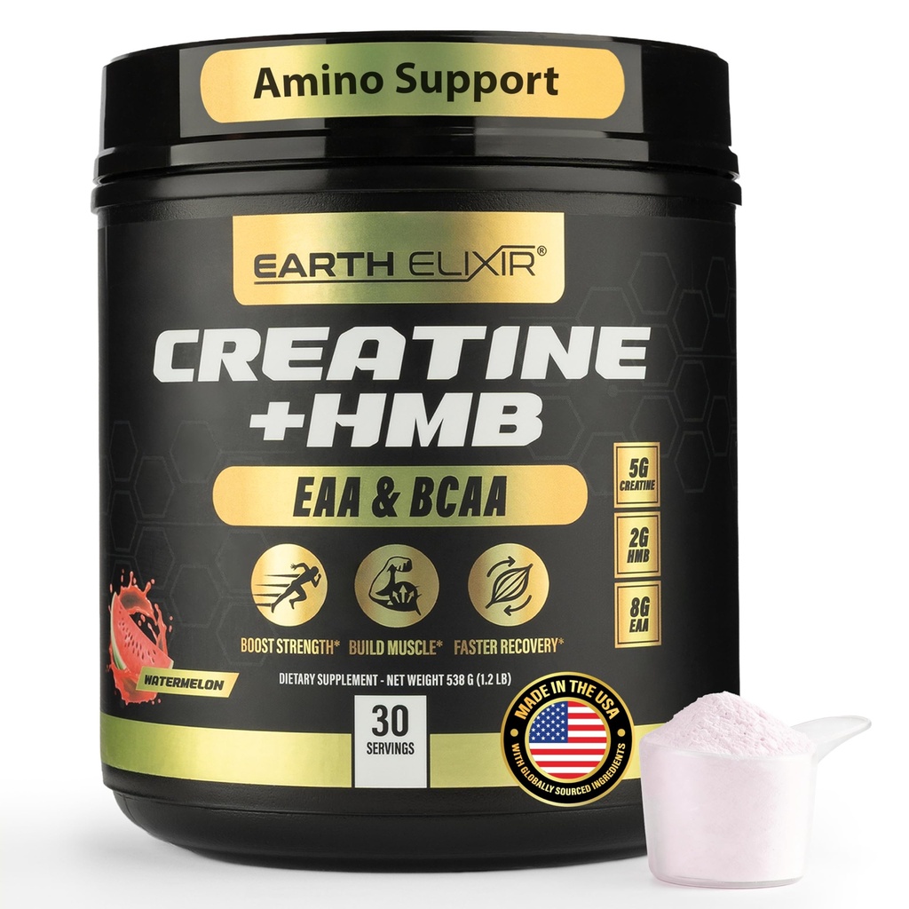 Creatine HMB תוספי עבור גברים ונשים w / Essential Amino Acids | EAA & BCAA אבקת לערבב | Creatine Monohydrate אבקת HMB | EAAS & BCAAS | Made in USA & 3rd Party Tested