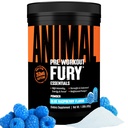 Animal Fury - Pre Workout אבקת תוסף עבור אנרגיה להתמקד - 5g BCAA, 350 מ"ג Caffeine Nitric Oxide ללא Creatine - Powerful Stimulant for BodyBuilders - Blue Raspberry