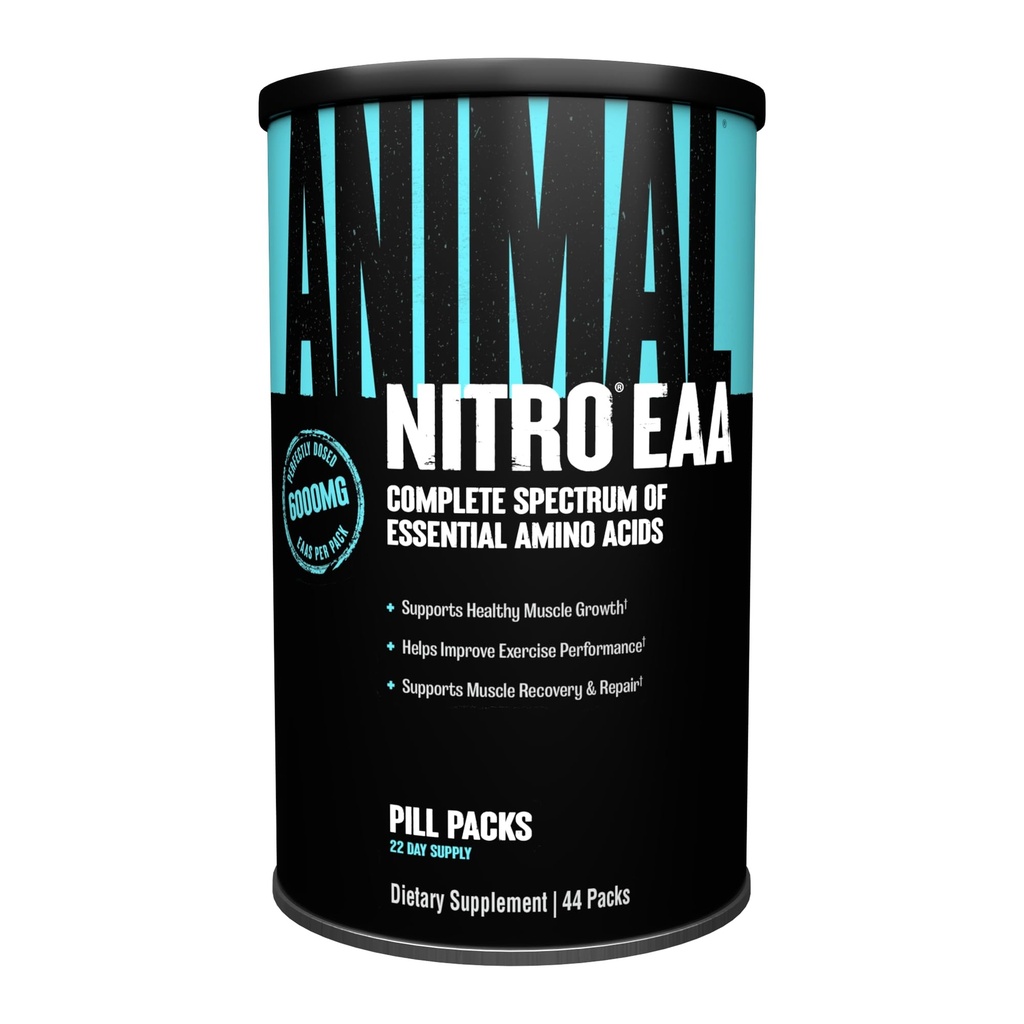 Animal Nitro EAA - Post-Workout Recovery and Fix, תומך בצמיחה שרירית Lean, Spectrum מוחלט של Amino Acids & BCAA עבור גברים ונשים, 44 Packs