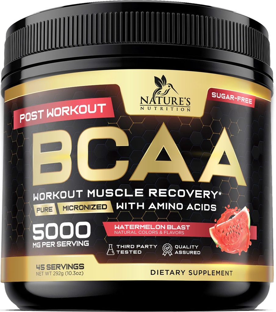 אבקת שומן שריר עם BCAA, L-Glutamine & Amino Acids - תוספי התאוששות השרירים הטוב ביותר עבור עבודה פוסט עבודה - סוכר חינם, שרשרת Amino Acid תוספת עבור נשים וגברים - 45 לשרתים