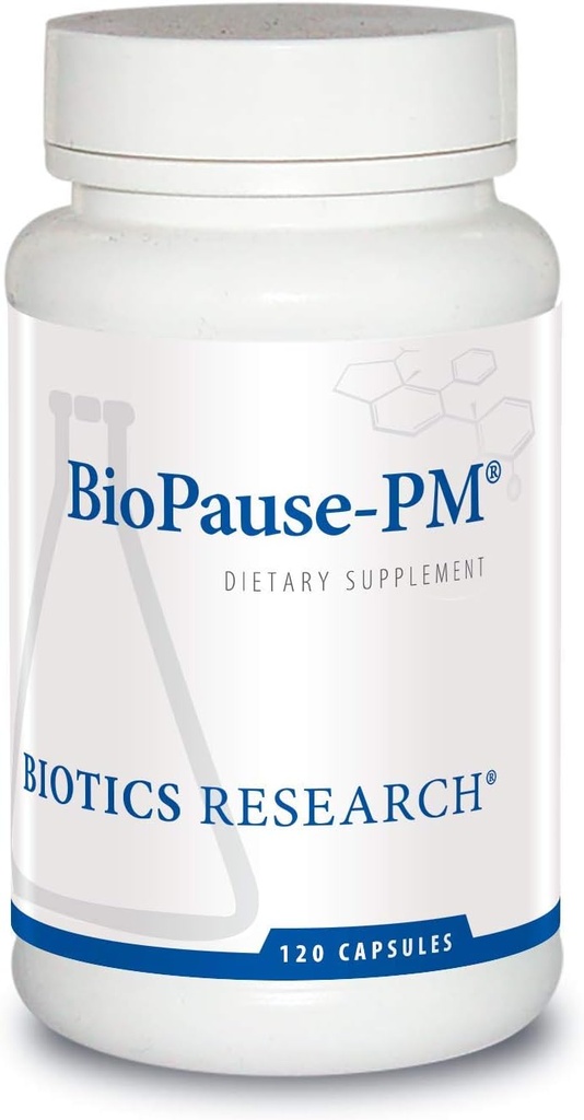 Biotics Research BioPause PM Night Menopausal Support Hormonal Balance, Black Cohosh, Lemon Balm, Passionflower, מקדם הירגעות וקלם, Regulates Circadian Rhythms, Sleeply 120Caps