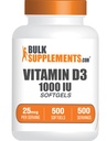 BulkSupplements.com ויטמין D3 1000IU Softgels - Cholecalciferol, D3 תוסף, ויטמין D 1000 IU - 1 ויטמין D3 Softgel (25mcg של ויטמין D) לשרת, 500 הרוזן (Pack of 1)