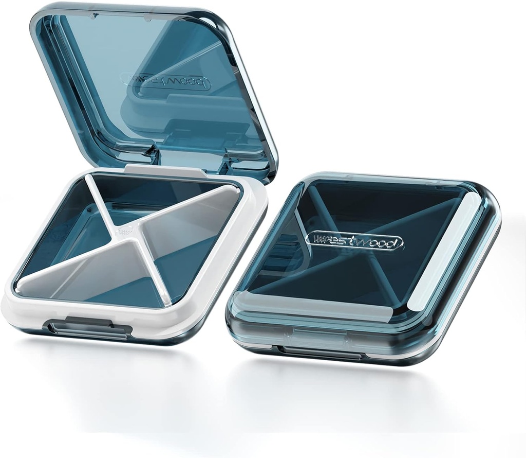 DUBSTAR Daily Pill מארגנת,4 השוואתיות ב- Portable Travel Small Pill Case, Pill Box for Purse Pocket to Hold Vietnams,Cod Liver Oil,Supplements ותרופה (כחול)