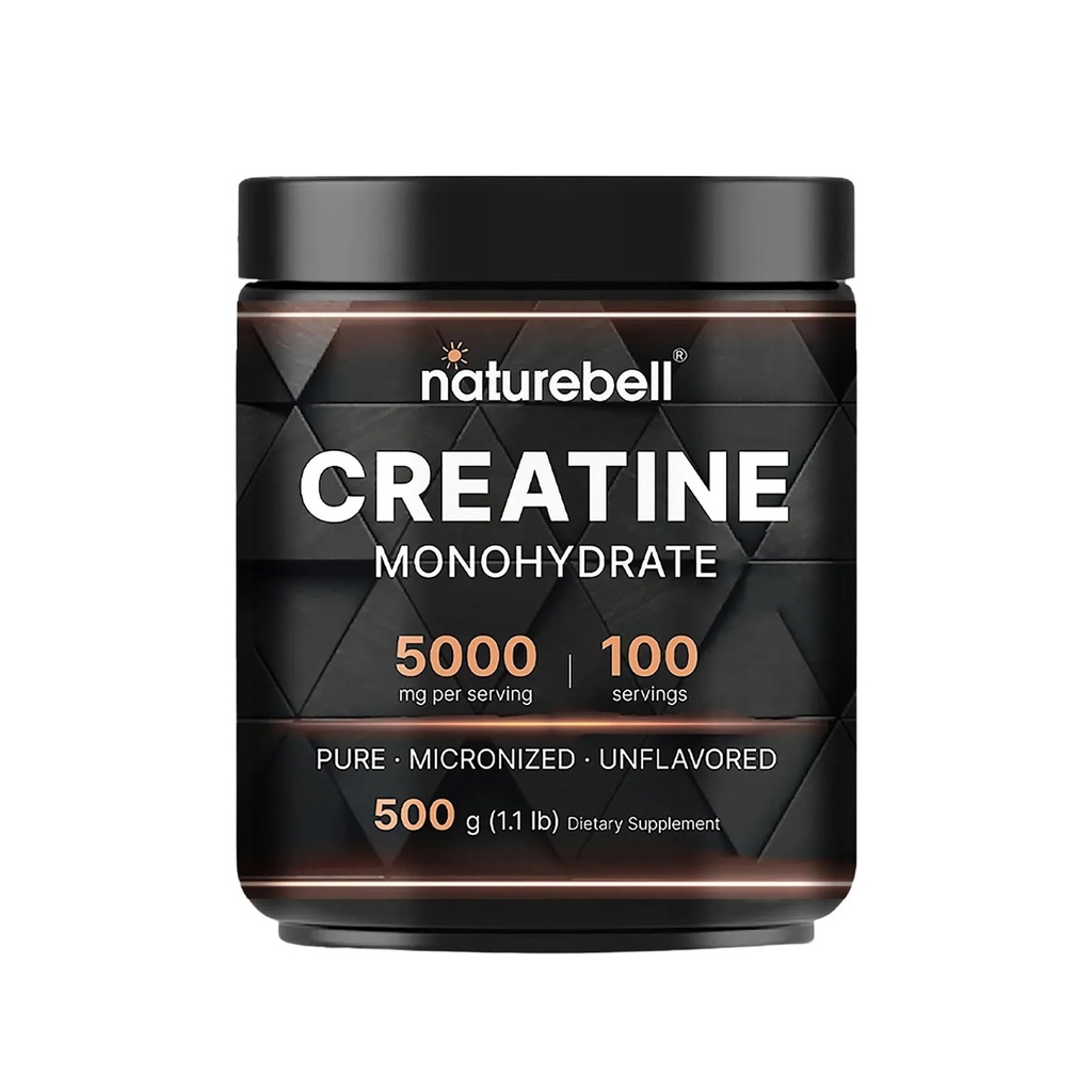 NatureBell Creatine Monohydrate אבקת - 500g - אבקת Micronized - מספק 5,000 מ"ג Creatine Per המשרת - Pre-Workout או Post-Workout תמיכה * - טבעוני & Keto Friendly - Unflavored