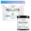 שריר Feast Creapure Creatine Monohydrate - Unflavored 300g (x1) ו Isolate אבקת חלבון Whey - Unflavored 5lb (x1) - התאוששות שרירים ומופע בונדלה