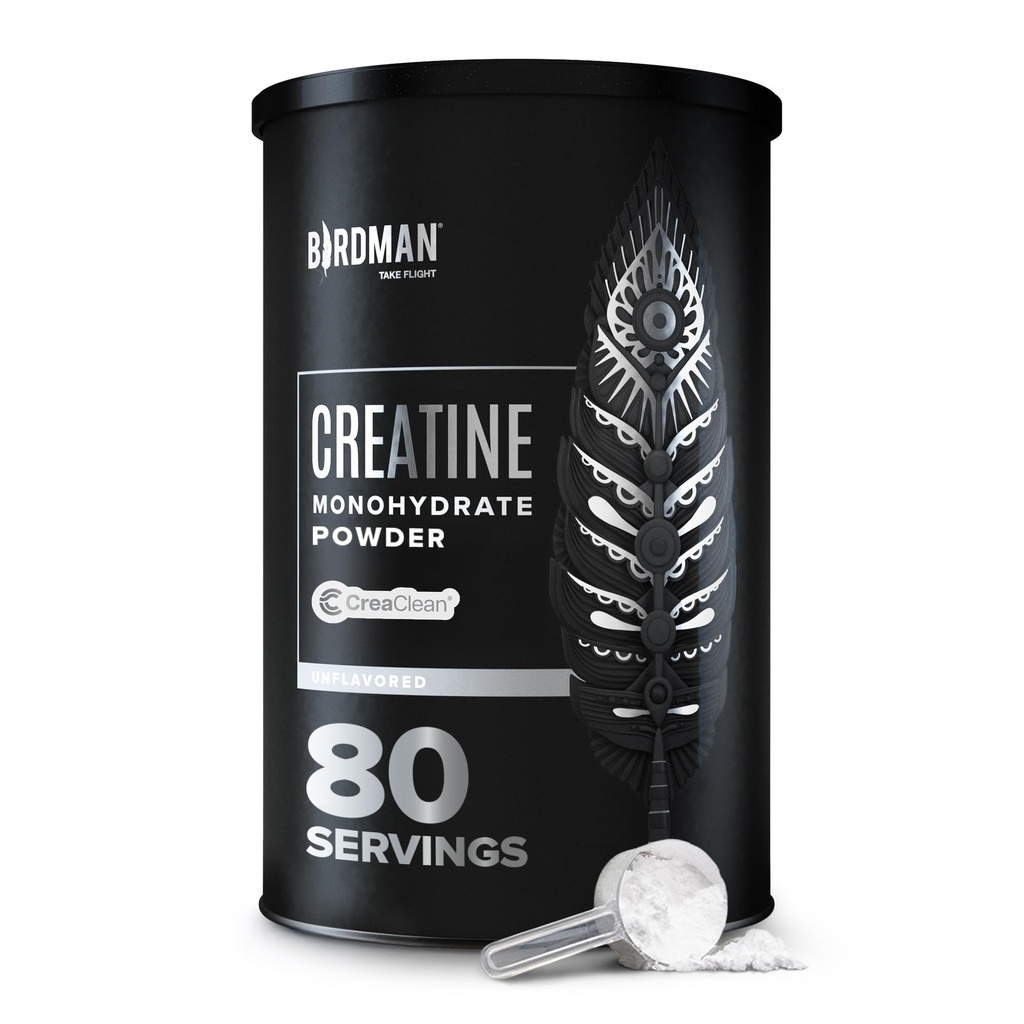 BIRDMAN Micronized Creatine Monohydrate אבקת, שריר התאוששות, Caffeine חינם, Creatine Pre Workout, טבעוני, Post Workout, Gluten Free, Sugar Free | 80 משרתים (5 גרמים כל אחד)