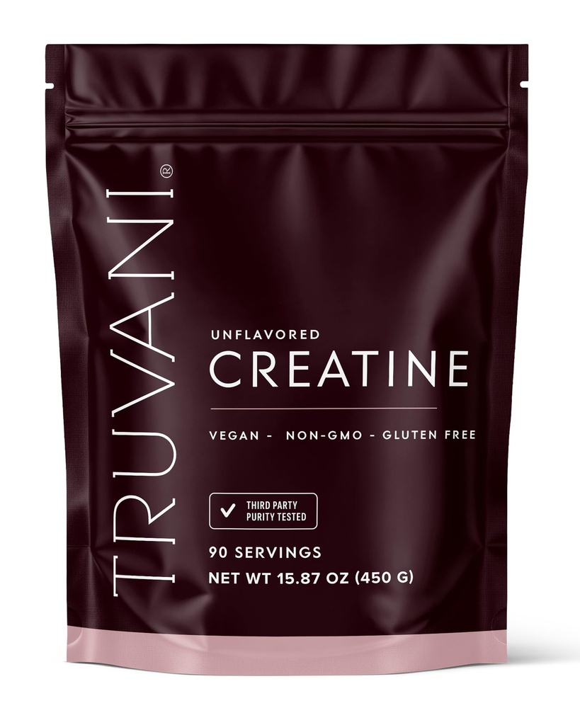 Truvani Creatine Monohydrate אבקה | 5g Pure Creatine Per Serve | צד שלישי נבדק | 90 משרתים | תמיכה כוח ואנרגיה סלולריים | No Fillers | נשים וגברים