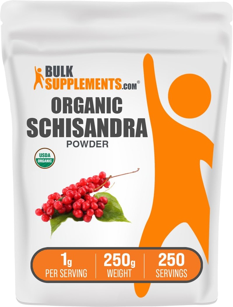 BulkSupplements.com Organic Schisandra אבקה - תוסף אורגני Schisandra, מ Schisandra Berry - Gluten Free - 1g לכל משרת, 250g (8.8 oz) (Pack of 1)