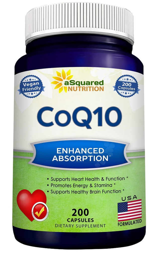 ASquared Nutrition CoQ10 (400 מ"ג כוח, 200 קפסולות) - High Absorption טבעוני Coenzyme Q10 אבקת - Ubiquinone תוספת גלולות, תוספת Antioxidant CO Q-10 Enzyme ויטמינים Tablet, Coq 10 400 מ"ג 400 מ"ג 400 מ"ג 400 מ"ג אבקת