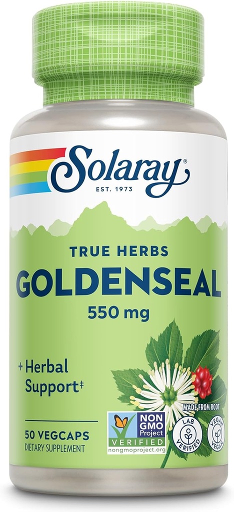 SOLAרי Goldenseal Root 550 מ"ג - קפסולות חותם הזהב - תוספי צמחי עבור תמיכה בריאות - Non-GMO, טבעוני, Gluten Free, מעבדה מאומתת, 60 יום כסף בחזרה להבטיח, 50 משרתים, 50 VegCaps