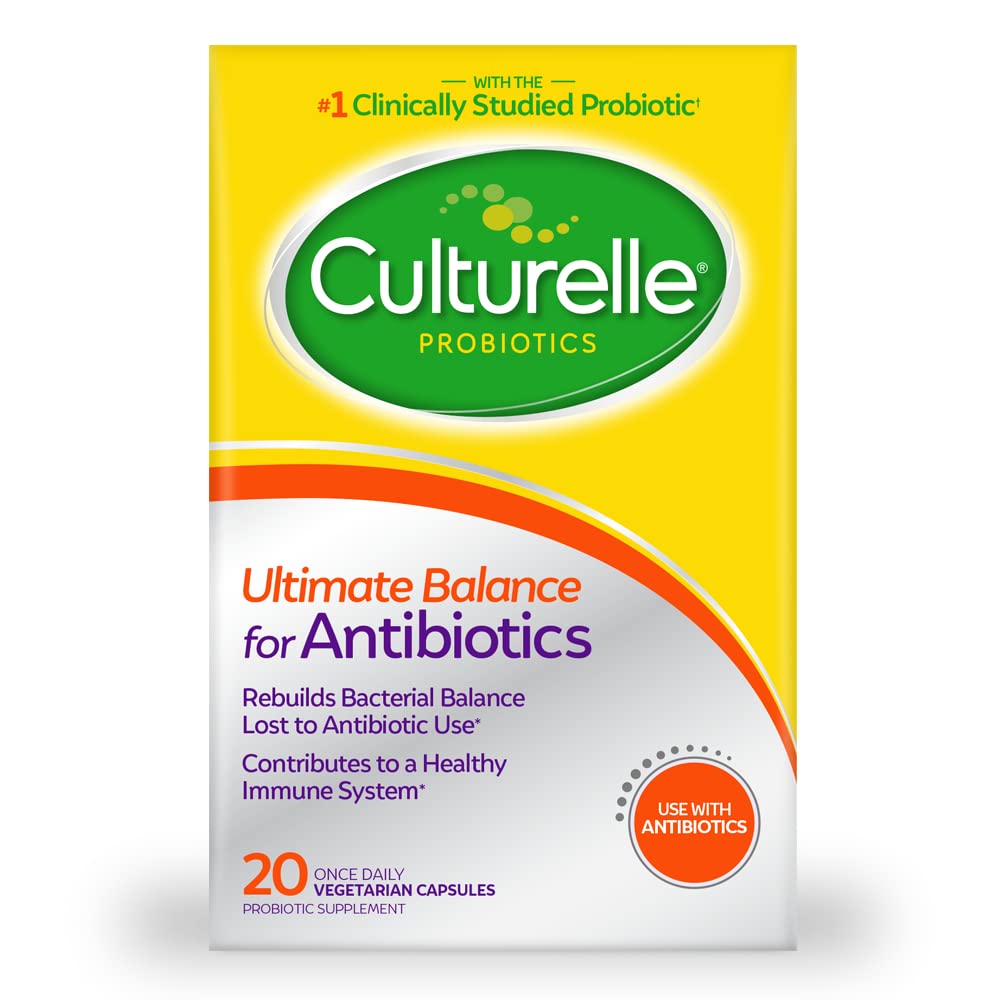 Culturelle Probiotics Ultimate Balance Probiotic for Use with Antibiotics - 20 Count - פרוביוטיקה קפסולות מסייעות לשחזר את הטוב Bacteria אבוד במהלך שימוש אנטיביוטיים & Contribute למערכת החיסון בריאה