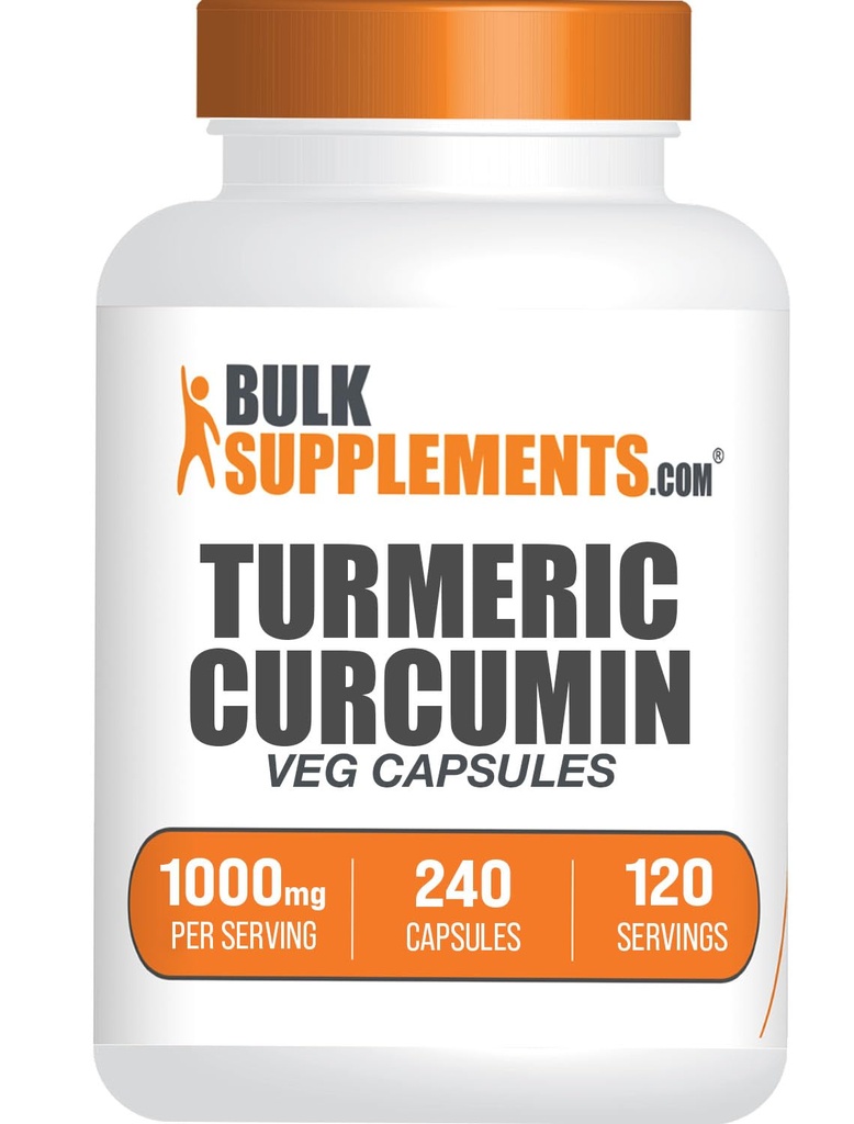 BulkSupplements.com Turmeric Extractions - תוסף Turmeric, Turmeric Curcumin תוסף 1000 מ"ג - Gluten Free, 240 קפסולות Veg (Pack of 1)