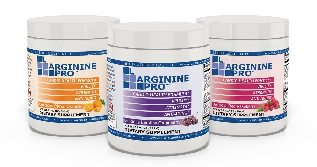 L-ARGININE PRO | 5,500 מ"ג L-Arginine Plus L-Citrulline 1,100 מ"ג Raspberry, Orange & Grape אבקת לשתות לערבב תוסף עבור ייצור Nitric Oxide