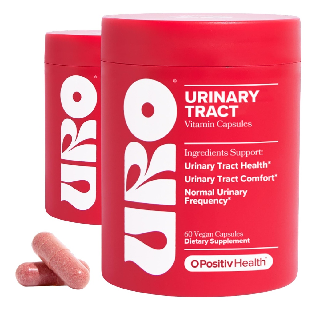 O Positiv URO Urinary Tract בריאות תוספת לנשים, 60 הרוזן (Pack of 2) - ויטמין תמיכה שתן עם פלחי קריין שלמים, D-Mannose, & ויטמין C - טבעוני וגלוטן חינם חינם חינם חינם חינם