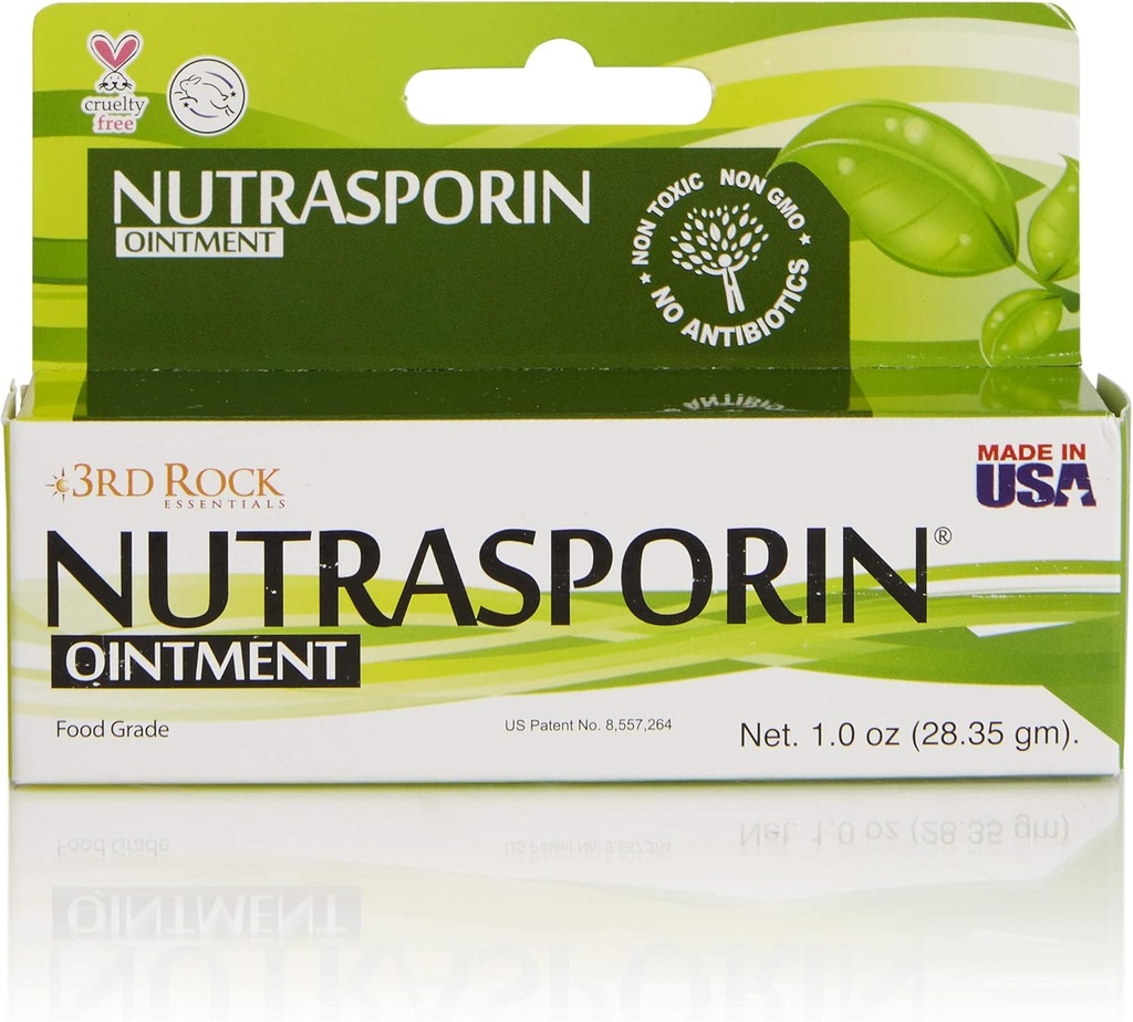 Rock Essentials Nutrasporin Silver Ointment, Toxic-Free, Oil-Free, non-אנטיביוטיקה, First Aid, Food Class Ointment, 1.0oz, Pack of 1