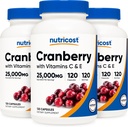 Accost Cranberry לחלץ 25,000 מ"ג (120 משרתים) 3 בקבוקים עם ויטמין C & E