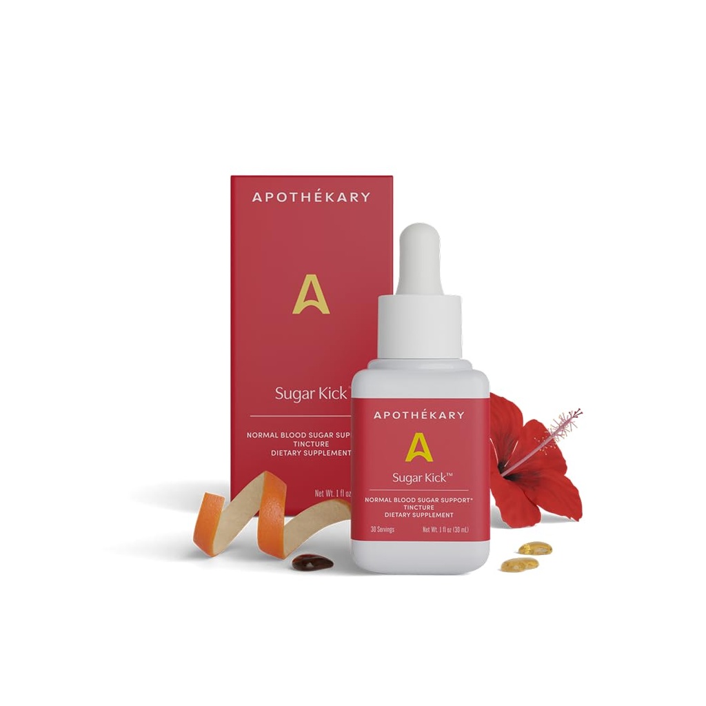 Apothékary Sugar Kick Herbal Liquid טיפות, תמיכה תזונתית, תמיכה מטאבולית, 30 משרתים