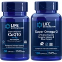 Life Extension Super Ubiquinol Coq10, 100 Mg, 60 Softgels | Super אומגה 3 Epa/dha Fish Oil, 120 Softgels | Heart & Brain Health, Inflammation Management, Anti-Aging Support.