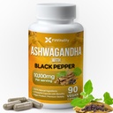 Ashwagandha כמוסות, 90 קפסולות טבעוניות, 10,100 Mg לכל קפסולה - 100% Natural Ashwagandha Root Extract אבק ו Black Pepper Extract, non-GMO, Gluten-Free Gluten