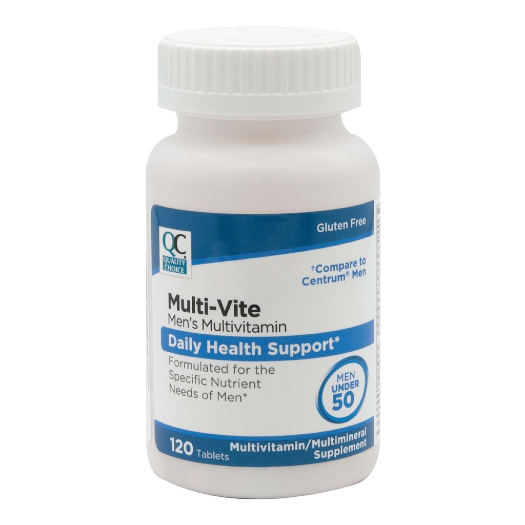 Quality Mens Multi-Vite, Multivitamin Tablet for Daily Health Support פורמולה לגברים מתחת לגיל 50 ב-120 בקבוקי ספירה