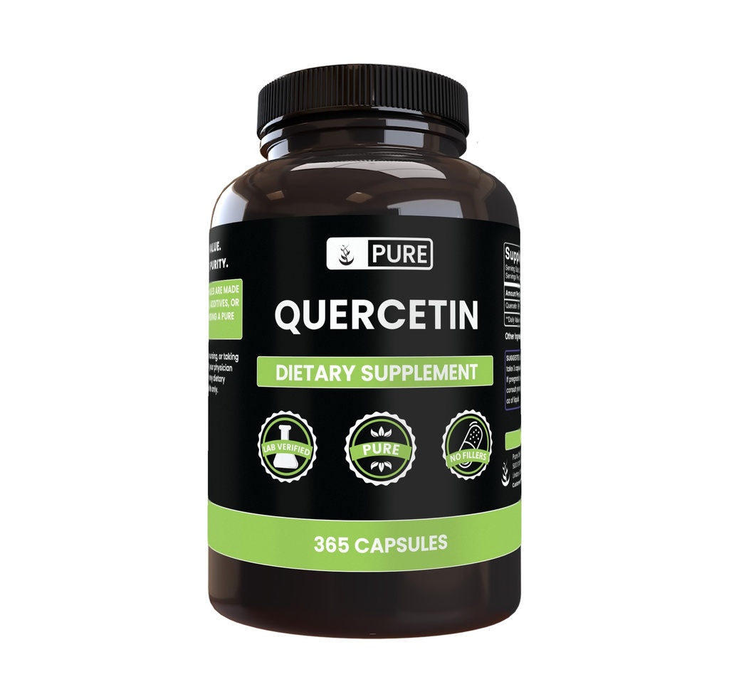 מרכיבים מקוריים טהורים Quercetin (365 קפסולות) תמיד טהור, ללא תוספות או מילויים, מעבדה מאומתת