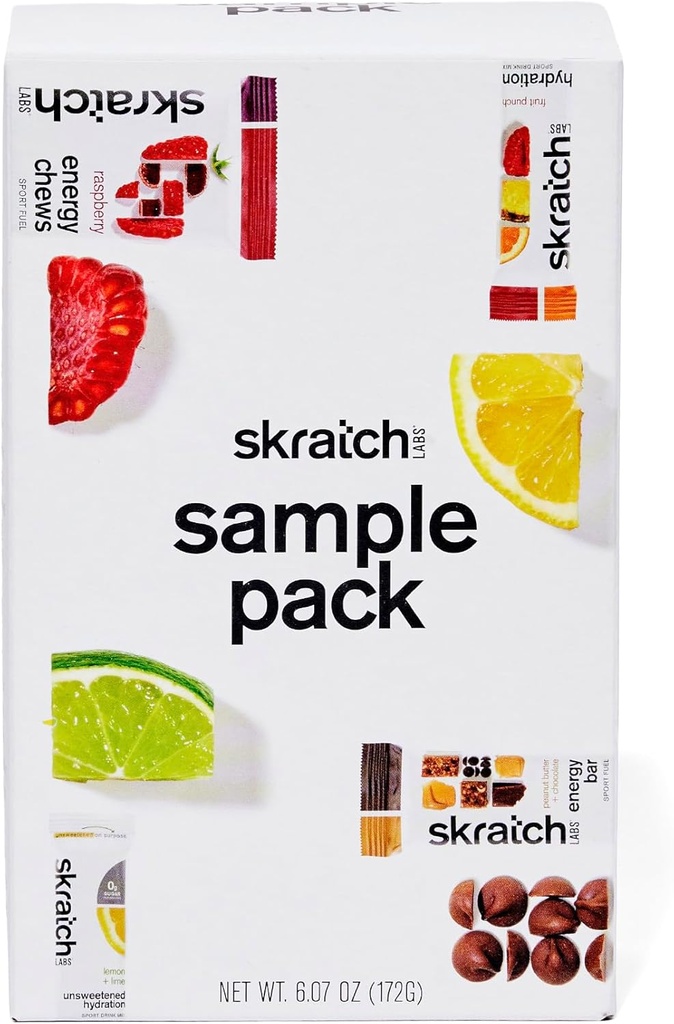 Skratch Labs Sample Pack - hydrotion Drink Mix, Un Sweetened Sport Drink Mix, Energy Chews, Energy Bar - Sports Nutrition Variety Pack - for Running, Cycling, Hiking and Endurance Activity