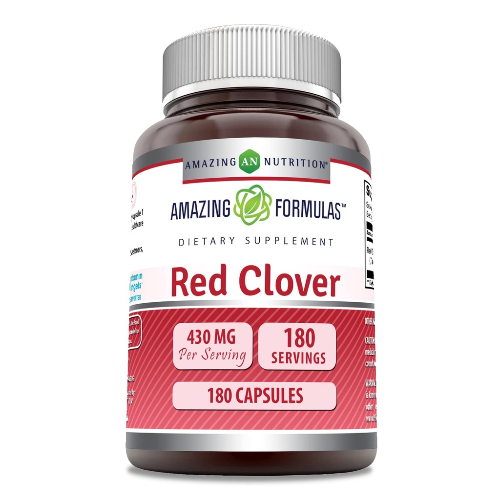 פורמולה מדהימה Red Clover 430 תוסף Mg | קפסולות | Non-GMO | Glu-Free | Made in USA (1 Pack | 180 Count)