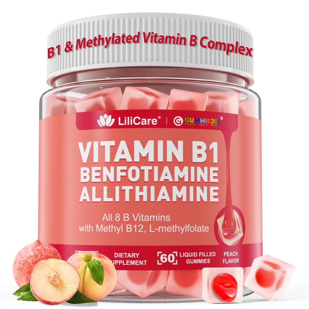ויטמין B1 & Methylated ויטמין B Complex Gummies - All B ויטמינים, Benfotiamine, Thiamine & Inositol, Methylated B1 B2 B6 Multivitamins, L-methylfolate, Methyl B12 עבור אנרגית זיהוי עצבי, 60 Ctssslated B1 B2 B2 B6 B6 Multivitamins, L-methylfolate, Methyl B12 עבור אנרגיתל