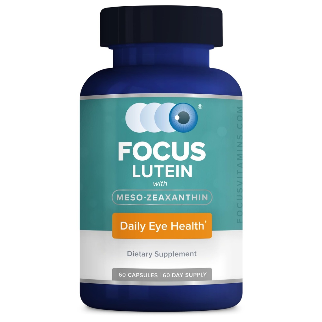 להתמקד Lutein לעיניים עם Meso-Zeaxanthin, תוסף ויטמין עיניים, 60 הרוזן, 60 יום אספקה, תמיכה בראייה יומית עבור סקרים דיגיטליים, אורות בהירים, אור השמש, טבעוני וסוכר חינם, מיוצר בארה"ב