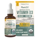 Plant-D3 אורגני ויטמין D3 5000 IU - טבעוני, מקס מחזק נוזל sublingual נוזלי D3 טיפות - 200% גבוה יותר Absorption - 100% Plant-based Cholecalciferol - מינון מותאם לכל ימי הביניים (1oz נוזל)