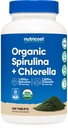 Nutricost אורגני Spirulina + Chlorella (3,000 מ"ג) 360 טבליות - USDA אורגני, 1,500 מ"ג Spirulina, 1,500 מ"ג Chlorella, טבעוני, GMO-Free, Gluten-Free, 60 משרתים