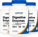 Accost Digestive Enzymes 620 מ"ג, 120 קפסולות Veggie (3 בקבוקים) - תוסף Enzyme המלא