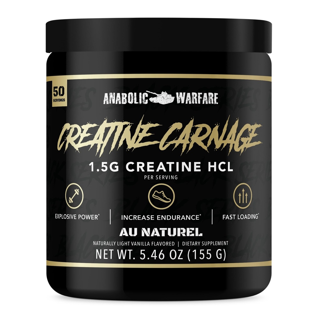Creatine Carnage, Creatine HCL, תומך כוח אופטי, אנדורנס, מסת שרירים, ועומס מהיר *