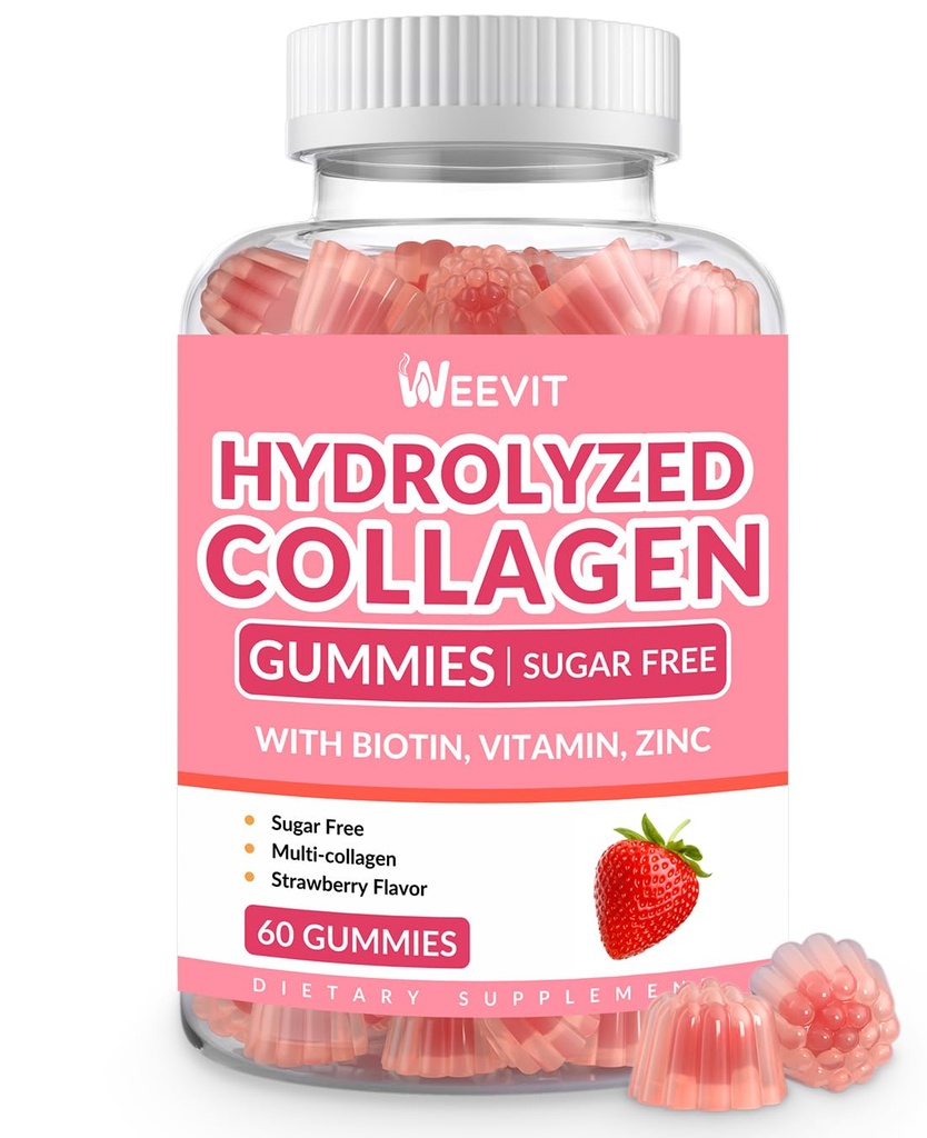 חניכיים קולגן לנשים, hydrolyzed Collagen Peptidesmies עם ביוטין, תוסף Collagen עם ויטמין B12, C, D, Zinc for Hair Skin Nail