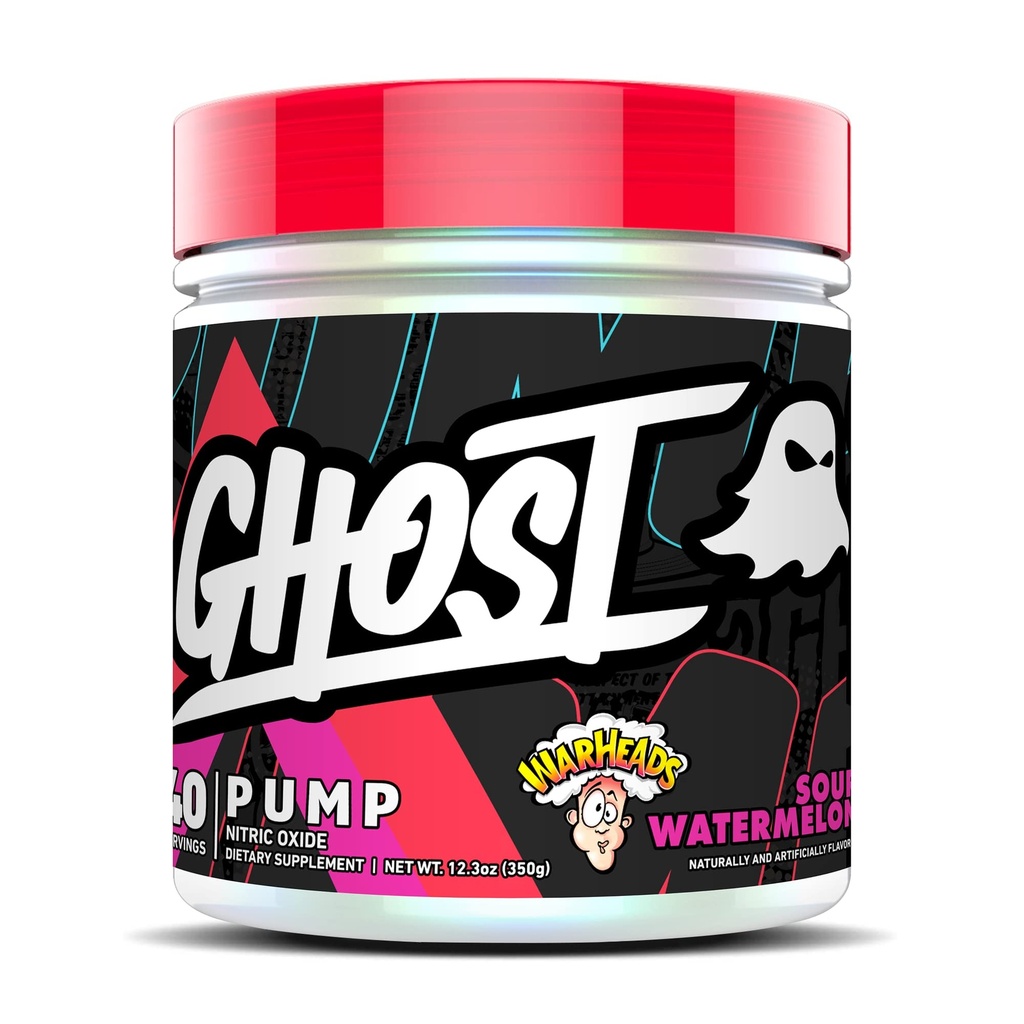 Ghost Pump Nitric Oxide אבקת, Warheads Sour Watermelon - 40 משרתים - סוכר & Stim-Free Pre-Workout תוספים - L-Citrulline, Arginine Nitrate & L-Glutathione - Soy & Gluten-Free, טבעוני ללא תשלום, טבעוני ללא תשלום,
