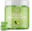 FIOR Creatine Gummy - Best Creatine Monohydrate Chewable, 60 Count, Workout & חלבון תוספת, שיפור קוגניטיבי, Sour Green Apple Flavor, 30 משרתים