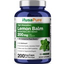 NusaPure Lemon Balm 30:1 לחלץ, 200 מ"ג שווה ערך ל 6000 מ"ג Per Vegan Caps - 200 Count non-GMO, טבעוני Bioperine