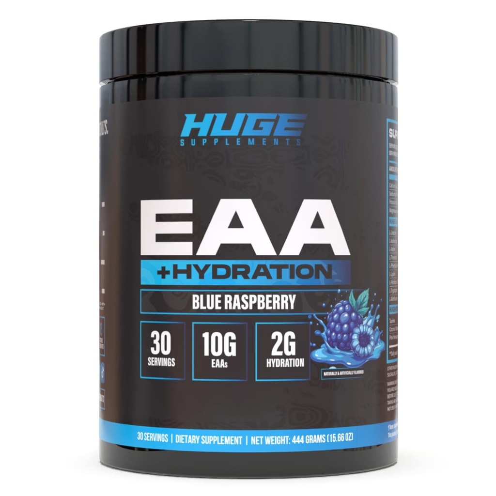 ענקית EAA + הידרציה, אבקת Amino Acids, EAAs & BCAAs, Intra & Post Workout Recovery אבקת, צמיחה שרירים, התאוששות וביצוע, 10g EAAs & אלקטרוליטים, 30 משרתים (כחול)