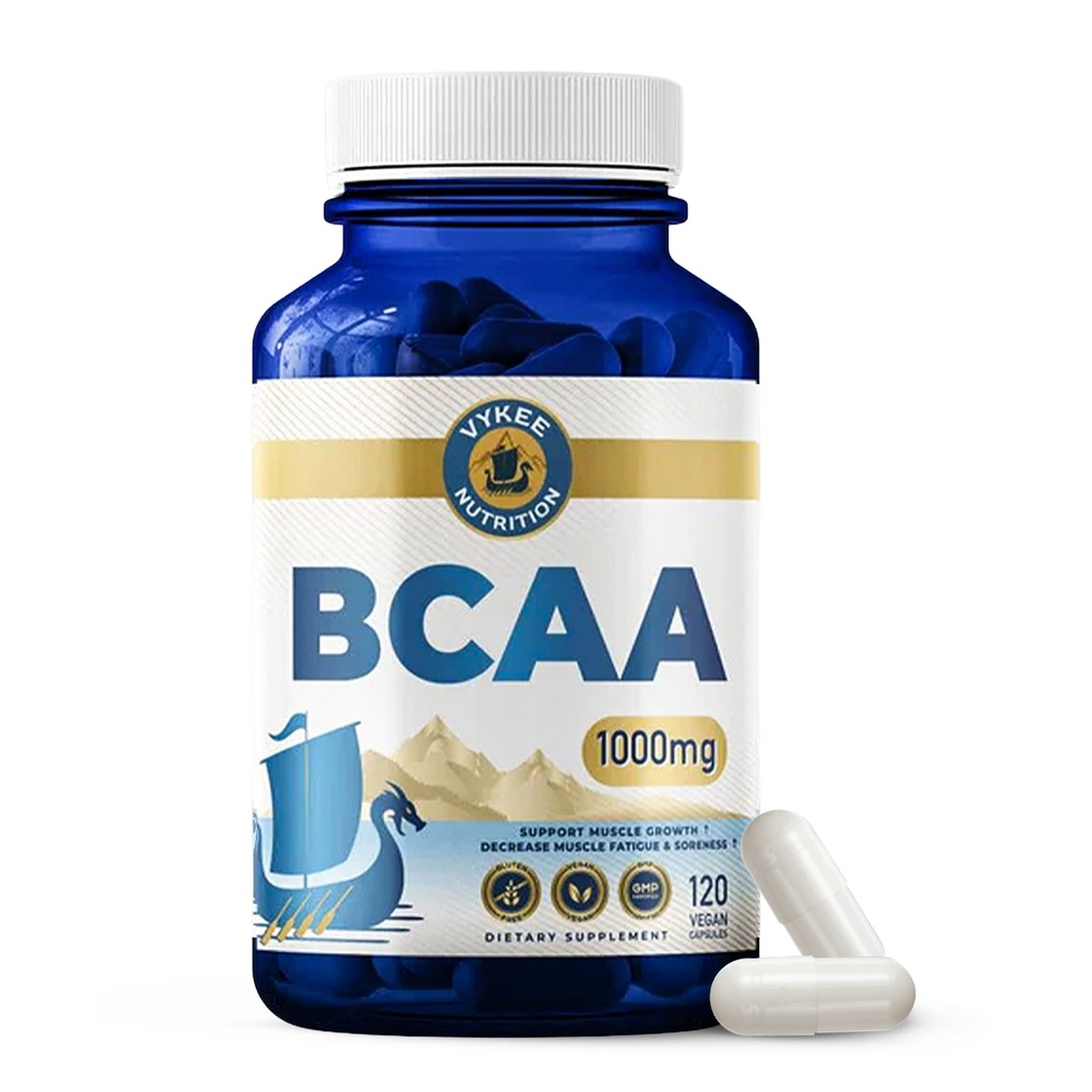 Vykee Nutrition BCAA Capsules – Supports Muscle Growth, Recovery, & Protein Synthesis – Vegan, Non-GMO, Gluten-Free – 1,000 mg, 120 Count