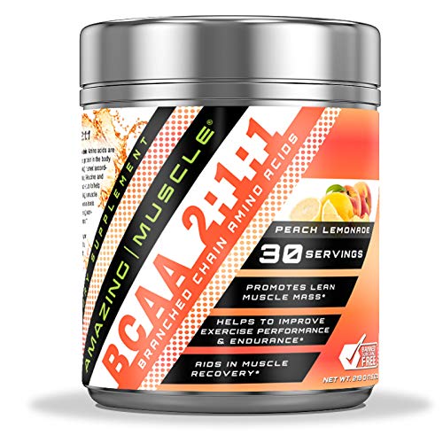 שריר מדהים BCAA 2:1 שרשרת Amino Acids | 6000 Mg Per משרת | Peach Lemonade Flavor
