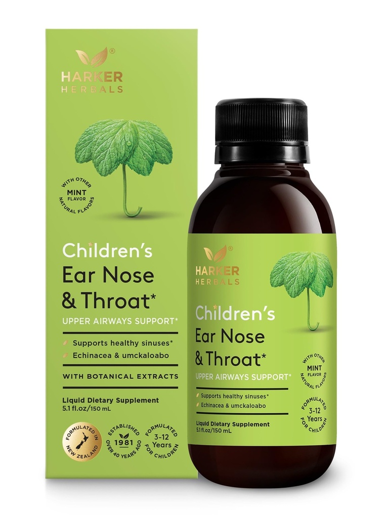 האוזן של ילדים וגרון סירופ, Herbal Formula for Sinuses & Seasonal Wellness כולל Echinacea, Pelargonium & Elderflower, Plant- Based - 5.1 Fl oz (30 משרתים)