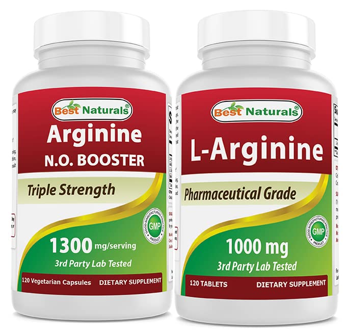 Best Naturals L-Arginine No Booster 1300 מ"ג & L-Arginine 1000 מ"ג