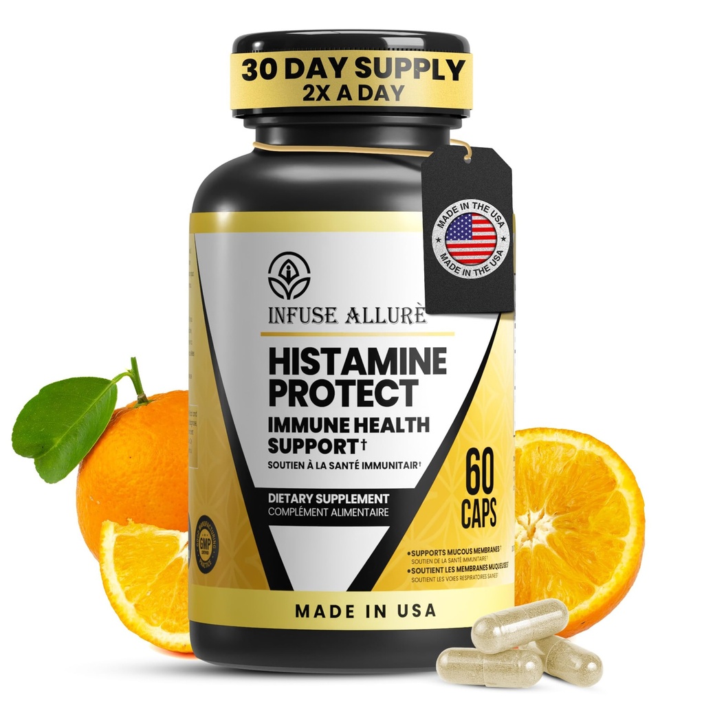 Premium Histamine בלוק תוסף - Advanced Diamine Oxidase DAO Enzyme for Food-Derived Histamine intolerance - Made in USA 60 קפסולות